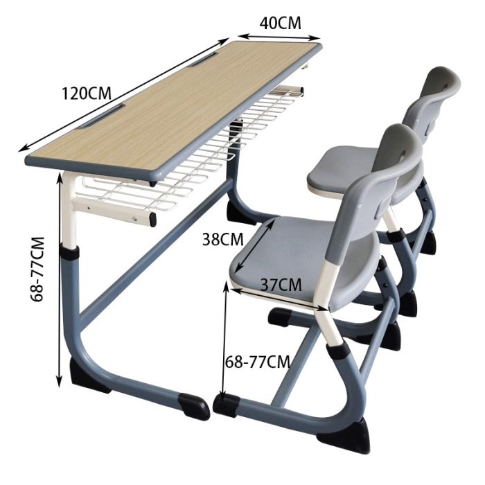 Single School Desk and Chair – Grey and Yellow — изображение 2