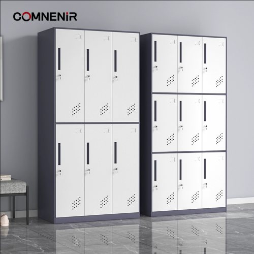 Six-door and nine-door school storage lockers