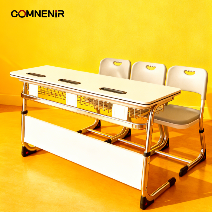 Three-Student Classroom Desk with Book Baskets — изображение 2