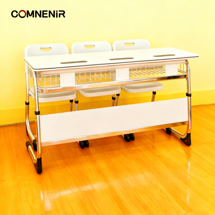 Three-Student Classroom Desk with Book Baskets — изображение 3