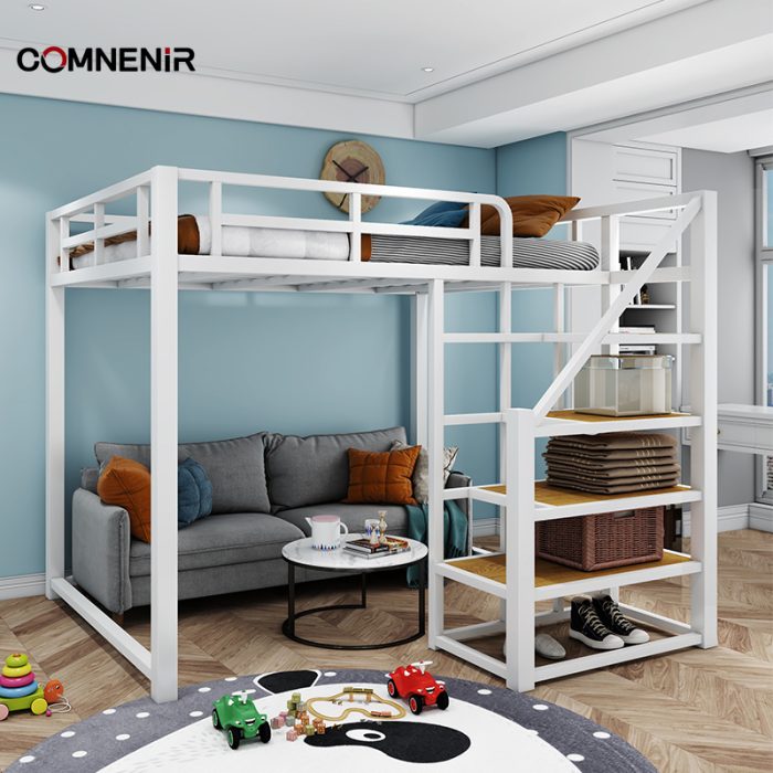 Raised dormitory bed with stair access