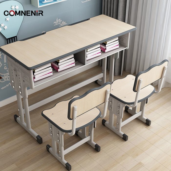 Double Classroom Desks with Open Book Storage - Image 3
