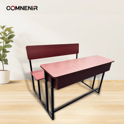 Double school desk with bench seating