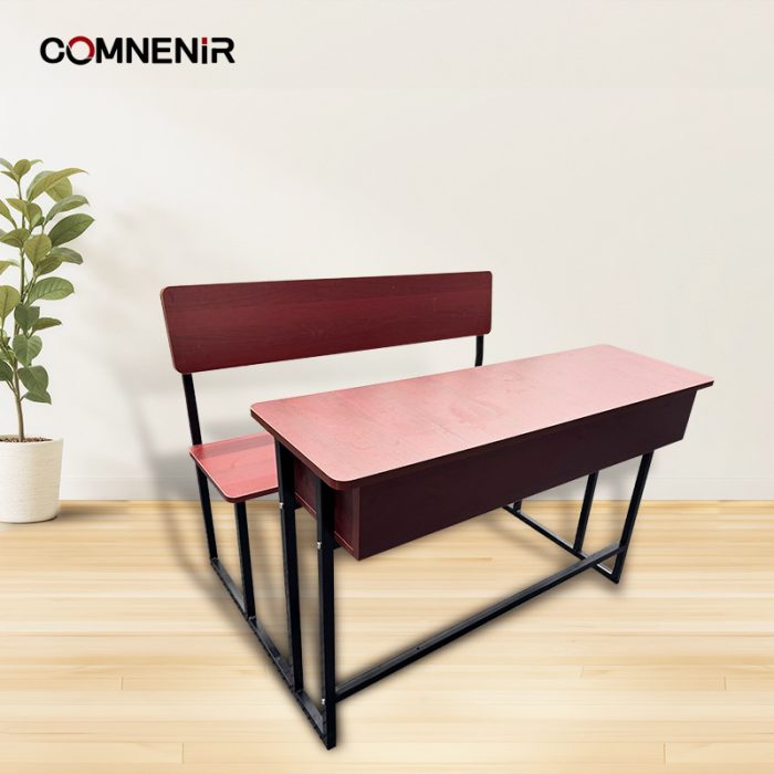 Double school desk with bench seating