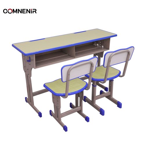 Double student desk with two storage compartments