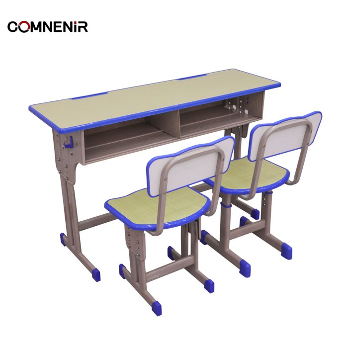Double student desk with two storage compartments