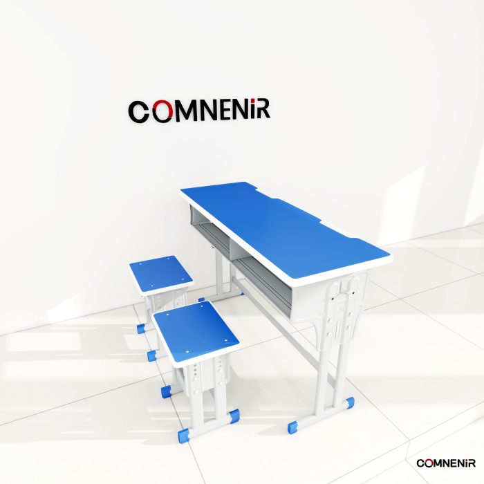 Green Double Student Desk and Two Chairs - Image 2