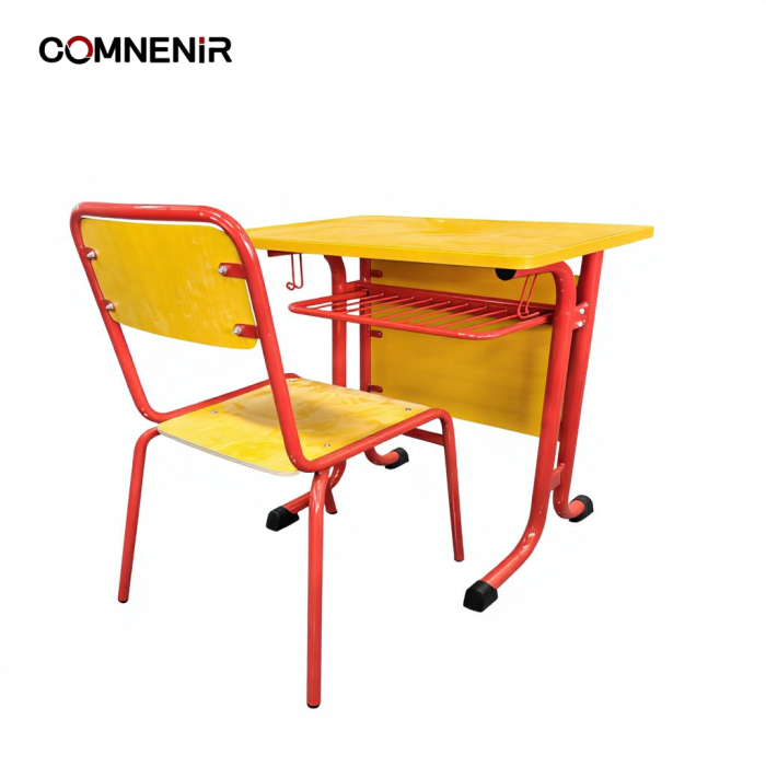 Yellow Student Desk and Chair with Red Frame — изображение 5