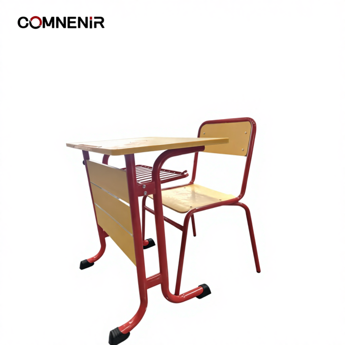 Yellow Student Desk and Chair with Red Frame — изображение 2
