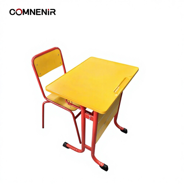 Yellow Student Desk and Chair with Red Frame